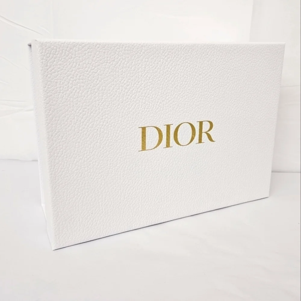 Dior White Gift Box and Tissue Paper Set with Gold Logo NWOT